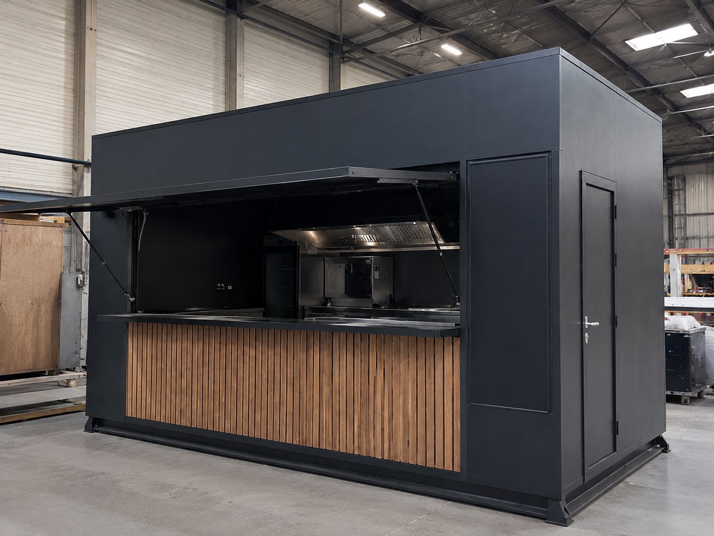 Module snack sur-mesure noir et bois